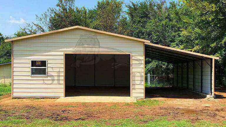 20x35 Steel Garage With Lean To