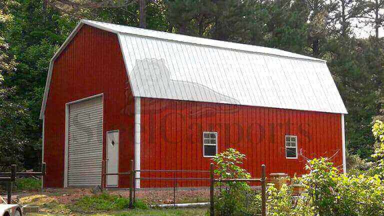 30x30 Fully Enclosed Gambrel Barn