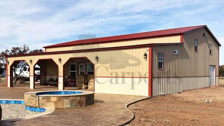 44x50 Metal Garage with Lean-to